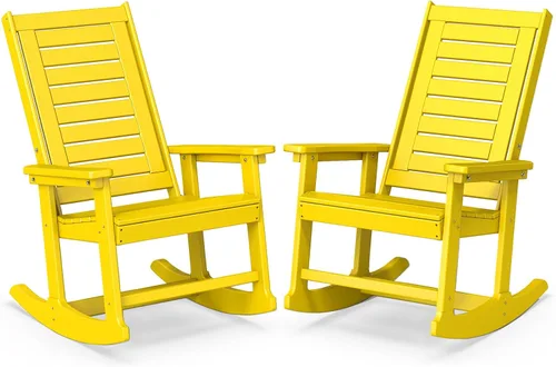 Miniatura 17 de BRIOPAWS Outdoor Rocking Chairs Set of 2 HDPE Plastic Porch Rockers Aqua Oversized Patio Rocker Chair High Back for Big Man Weather