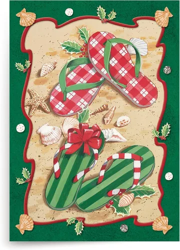 Miniatura 36 de Red Farm Studios Designer Greetings - Tarjetas de Navidad en caja, diseño de hombre de arena de playa con gaviotas