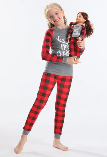 Miniatura 5 de Babyroom Pijamas de algodón a juego para niñas y niños pequeños, 4 piezas, ropa de dormir de Navidad