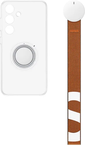 Miniatura 5 de Samsung Funda transparente para teléfono Galaxy S24, funda protectora con agarre de mano, soporte, accesorios para correa de muñeca, protección