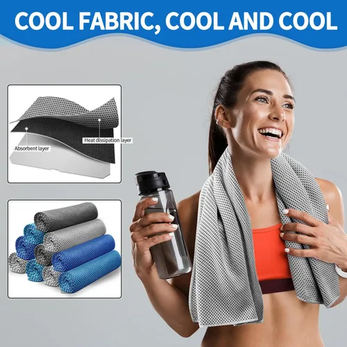 Miniatura 4 de Honoson 10 toallas refrescantes a granel – Toallas frías para cuello y cara, de microfibra, transpirable, para gimnasio, yoga, viajes, campamento