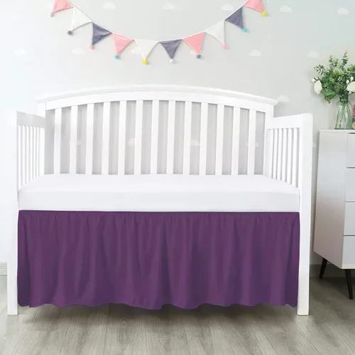 Miniatura 16 de 100% algodón egipcio, cuna de guardería infantil (24 x 38 + 10 pulgadas), falda de cuna de 800 hilos con volantes para polvo, faldas de ropa de cama