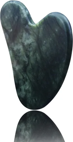OXT Gua Sha, herramientas faciales Gua Sha de primera calidad, herramienta de guasha para cara mejorada, piedra de jade natural Guasha (verde oscuro)