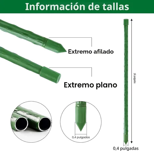 Miniatura 2 de FEED GARDEN Juego de 25 estacas de jardín de 36 pulgadas y 3 pies, soporte de palos de metal resistente para plantas, estacas recubiertas