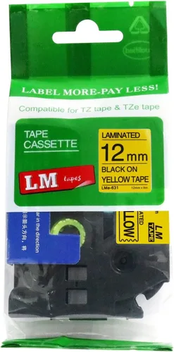 Miniatura 6 de Cinta LM - Brother PT-1010 3/8 pulgadas (0.354 in 0.35 laminadas) Negro sobre transparente compatible con TZe P-Touch Cinta para rotuladora Brother