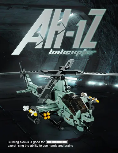 Miniatura 2 de SEMKY Serie Militar AH-1Z Helicóptero Little Birds Juego de Bloques de Construcción de la Fuerza Aérea (597 Piezas) - Juguetes de Construcción