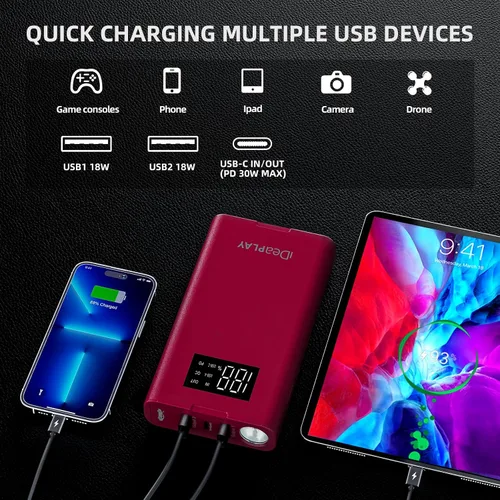 Miniatura 3 de IDEAPLAY Arrancador de Batería, Arrancador de Batería de Coche Portátil de 1500A para Motor de Gasolina de hasta 7.0L y Diésel de 5.5L, Arrancador