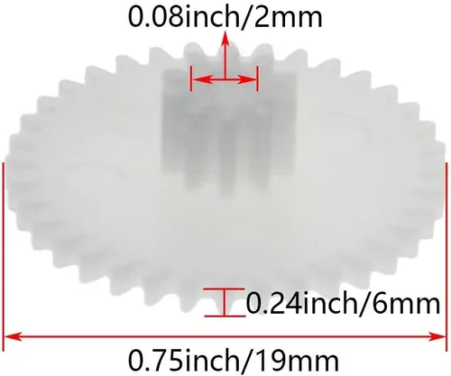 Miniatura 2 de Bettomshin - 10 engranajes helicoidales de 19x2x6mm/0.75x0.08x0.24"(ODxIDxT) 36102B engranaje de plástico de 0.5 módulos, blanco de alta velocidad