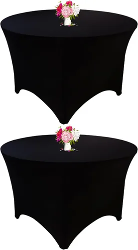 Miniatura 14 de Paquete de 8 Manteles Redondos de Spandex Beige de 5 Pies 60" Cubierta de Mesa Elástica Redonda Mantel de Mesa Redondo Lavable Resistente a Arrugas