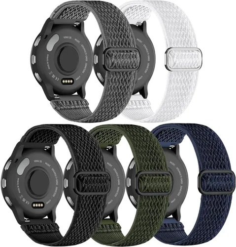 Miniatura 11 de Paquete de 5 correas de reloj de nailon compatibles con Garmin Venu 3S/Venu 4 (1.614 in)/2S/Forerunner 265S 1.654 in, 0.709 in, correa deportiva