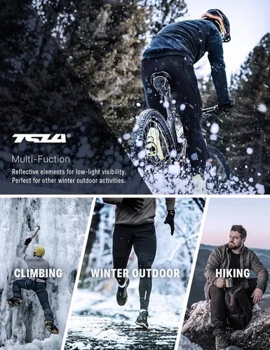Miniatura 9 de TSLA - Pantalones deportivos de ciclismo antiviento y térmicos para hombre, forrados de vellón, para exteriores, para el invierno y clima frío