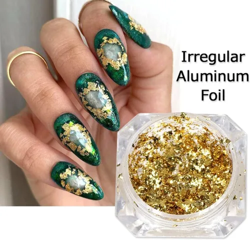 Miniatura 6 de Escamas holográficas con purpurina de aluminio brillante 3D, suministros de arte de uñas, oro rosa, rojo, plata, purpurina, copos de espejo, polvo