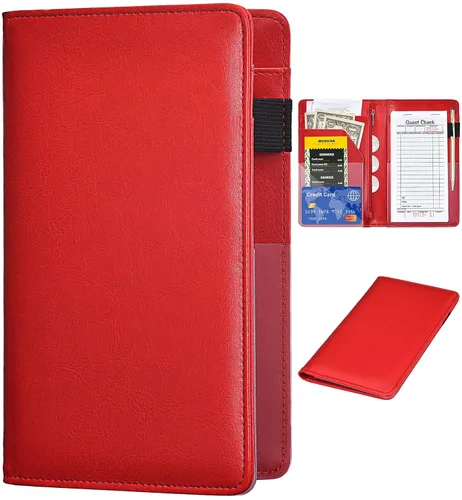 Miniatura 8 de Libreta organizadora para camarera Book&Waitstaff; de piel con brillos y cartera y bolsillo con cierre; lindo organizador con bolsillo para monedas