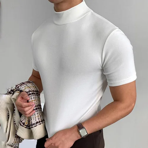 Miniatura 2 de Camisas térmicas de manga largacorta para hombre, cuello alto, ajustadas, para hombre