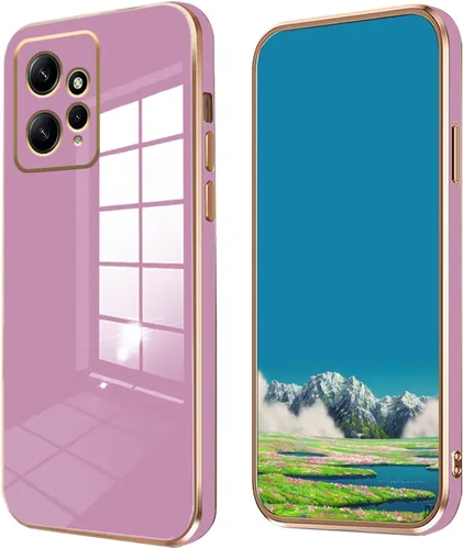 Compatible con Redmi Note 12 4G Funda de silicona rosa, chapado para Xiaomi Redmi Note 12 4G Funda de teléfono a prueba de golpes delgada y suave
