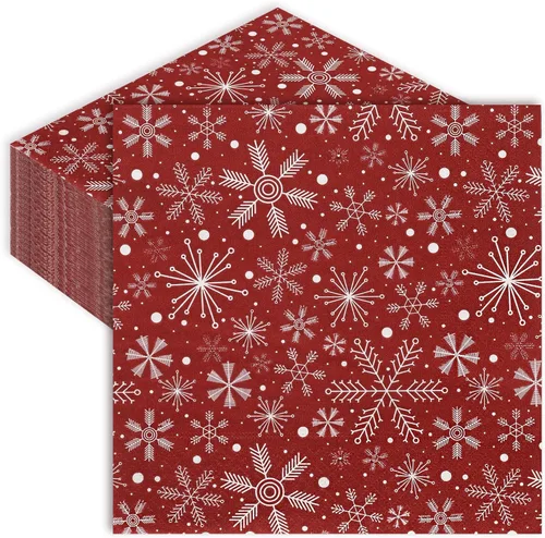 Miniatura 8 de Servilletas de papel desechables de 3 capas de copos de nieve de color azul cielo, servilletas de papel desechables para cena, suministros de fiesta