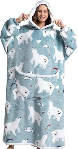 Miniatura 9 de Wearable Blanket Hoodie, Oversized Flannel Comfy Sweatshirt for Adults,Warm Cozy Hooded Body Blanket