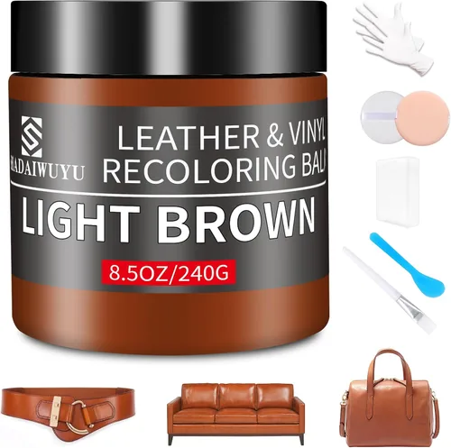 Miniatura 12 de Bálsamo restaurador de color para cuero, 8.5 onzas, kit reparador para muebles e interiores de autos, pintura para cuero ideal para arañazos, cuero