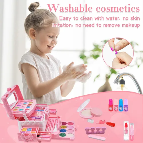 Miniatura 3 de Kit de Maquillaje para Niñas - Maquillaje Lavable No Tóxico para Niños, Juguetes de Princesa para Niñas Pequeñas, Juego de Maquillaje para Niños