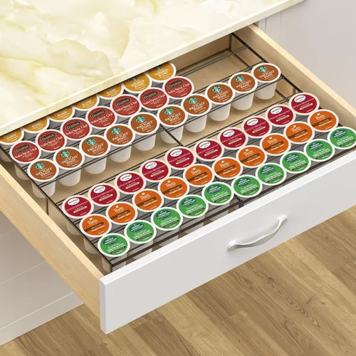 Cajón para cápsulas de café, soporte expandible para tazas K compatible con Keurig K-Cup, organizador de cajones de taza K con capacidad para 30-60