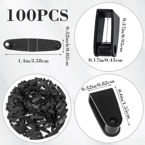 Miniatura 2 de OIIKI 100 clips de plástico para llavero, acrílico negro, pestañas a presión, tarjetero para llaves, anillos, oficina, tarjetas de crédito