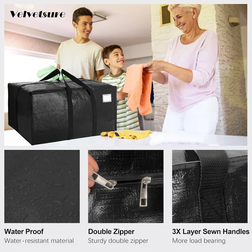 Miniatura 3 de VELVETSURE Paquete de 12 bolsas de mudanza extra grandes resistentes con correas de mochila, asas fuertes y cremalleras, bolsas de almacenamiento