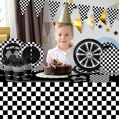 Miniatura 4 de Suministros de fiesta de coche de carreras Placas y servilletas de fiesta de coche de carreras Decoraciones de fiesta de pista de carreras Vajilla