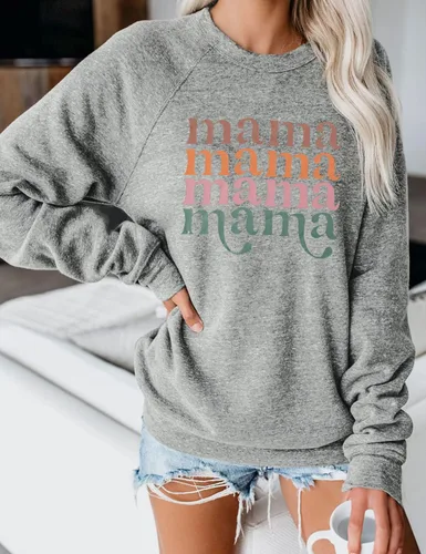 Miniatura 2 de Blooming Jelly Sudadera con cuello redondo y manga larga para mujer, con estampado de letras, estilo casual, con estampado de letras