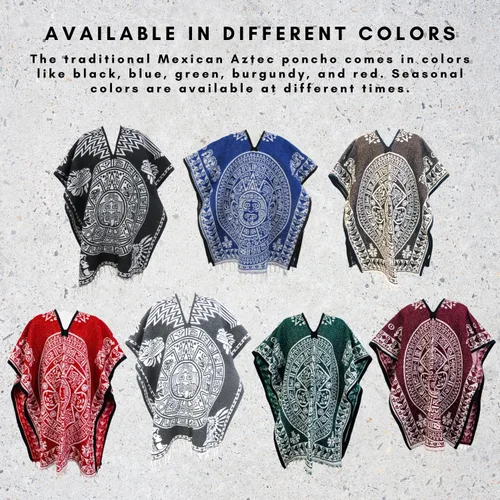 Miniatura 4 de Poncho mexicano azteca para hombres y mujeres Manta reversible Cobija para fiestas, exteriores, senderismo y campamento
