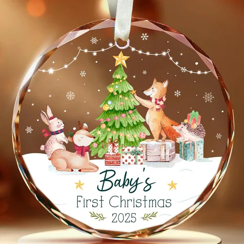 Miniatura 11 de Ornamento de Vidrio para el 50º Aniversario de Bodas – Elegante Decoración de Árbol de Navidad de Vidrio Transparente y Regalo Conmemorativo