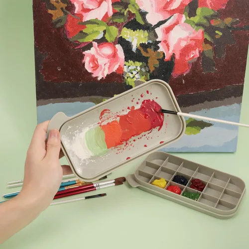 Miniatura 3 de MyLifeUNIT Limpiador de pinceles, soporte para pinceles y organizadores con paleta para acrílico, acuarela y pinturas a base de agua (gris)