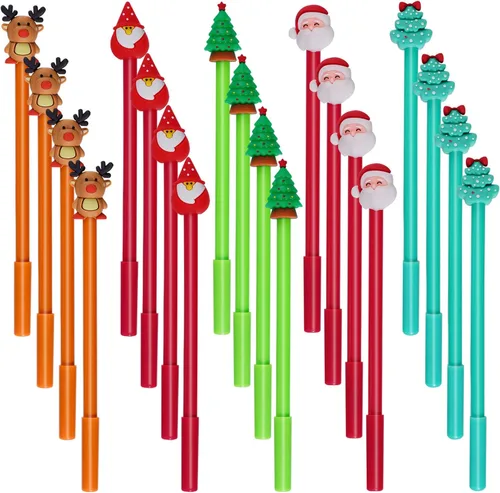 jiebor 20 bolígrafos de tinta de gel de Navidad a granel con tinta negra para mujeres, suministros de oficina