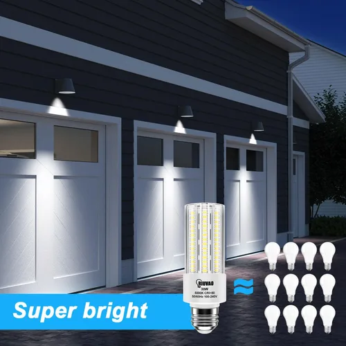 Miniatura 5 de RIUVAO Paquete de 2 bombillas LED, equivalente a 250 W, 30 W, 3750 lúmenes, súper brillante, 5000 K, luz blanca fría, bombilla LED E26/E27, base