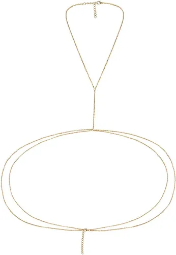 Miniatura 5 de Bestjybt cadena con colgante para la cintura y la panza y cuerpo. Dorada, sexy, para mujeres de diseño moderno. Collar con colgante playero