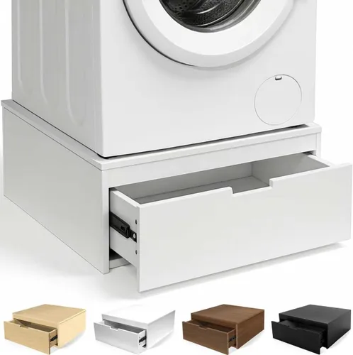 Miniatura 11 de Pedestal de lavandería, pedestal de lavadora y secadora de madera resistente, soporte universal para lavadora y secadora de 27.5 pulgadas, capacidad