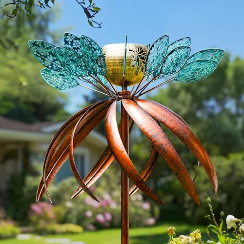 Molinillos de viento para patio y jardín, molinillos de viento para exteriores, metal grande, 77 pulgadas, molino de viento cinético y esculturas de