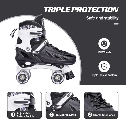 Miniatura 4 de METROLLER Patines de ruedas para niñas de 5 a 8 a 12 años y niños y adolescentes, 4 tamaños ajustables para niños pequeños con ruedas iluminadas