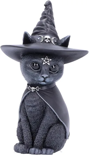 Nemesis Now Figura de decoración, Poliresina detallada pintada a mano, Negra - Sombrero de bruja Purrah Gato gótico satánico