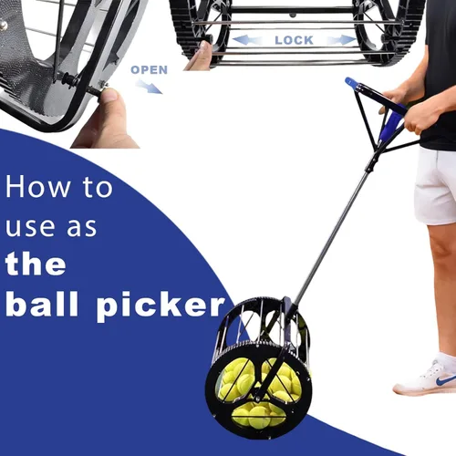 Miniatura 5 de Recogedor multifuncional de pelotas de tenis con 36 – Cesta de almacenamiento de pelotas de tenis y lanzador de pelotas, ideal para principiantes