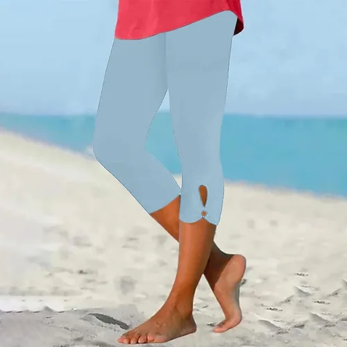 Miniatura 136 de Pantalones capri para mujer, estilo casual, de verano, elásticos, de cintura alta, pantalones de yoga, ajuste atlético, pantalones deportivos