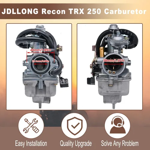 Miniatura 2 de Carburador Recon 250 apto para Honda TRX 250 Recon250 TRX250TM TRX250TE ATV Carb con filtro de aire y llave de combustible