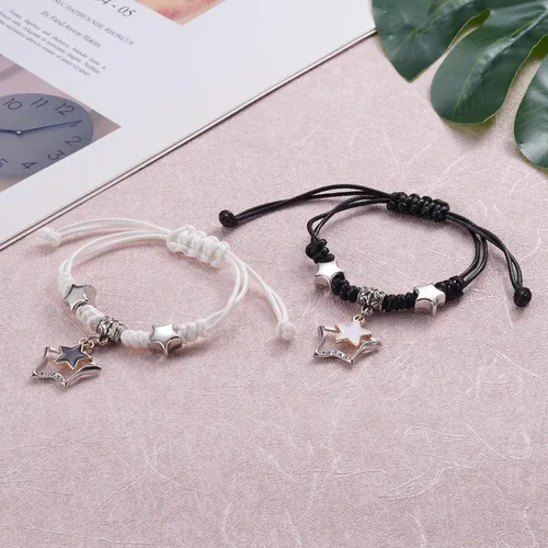 Miniatura 4 de Aesnefe Pulseras para parejas para 2 personas Pinky Promise a juego para parejas, regalos de relación de larga distancia para novio, aniversario