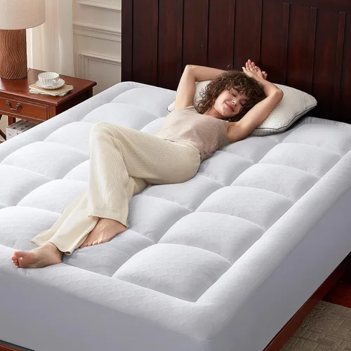 Miniatura 9 de Anluoer - Cubrecolchón de espuma viscoelástica para cama individual para dolor de espalda, protector de colchón con relleno alternativo tipo