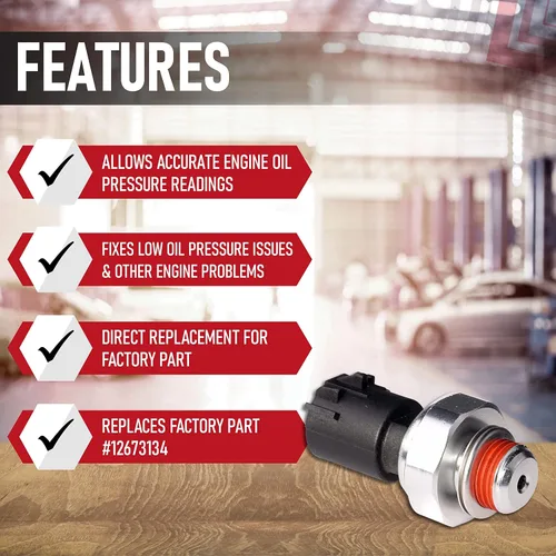 Miniatura 2 de Sensor de presión de aceite del motor – Reemplaza 12673134, 12585328, 926-041 – Compatible con vehículos Chevy, GMC, Buick y Cadillac – Silverado