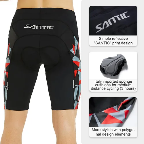 Miniatura 83 de Santic Pantalones cortos de ciclismo para hombre, pantalones acolchados para ciclismo, ropa de ciclismo
