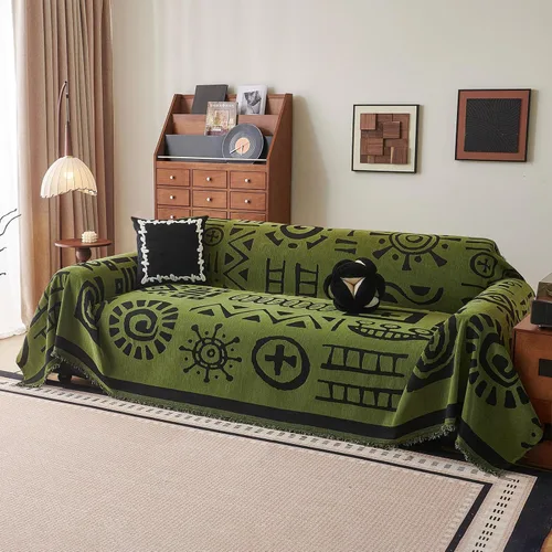 Miniatura 32 de DREAMINGO Fundas de sofá para sofá, estilo bohemio, geométrico y jacquard vintage, de 2 plazas, antideslizante, protector de muebles de felpilla