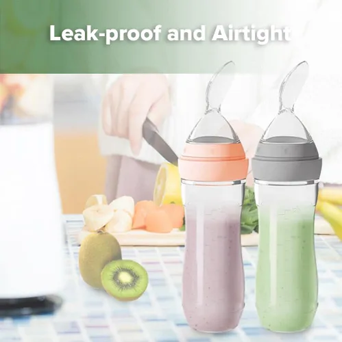 Miniatura 4 de Haakaa Comedero de silicona para bebés de 4 onzas, comedero de cereales para bebés, alimentador de alimentos frescos para bebés, botella de Melocotón
