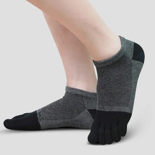 Miniatura 5 de ZAKASA Calcetines de tobillo para hombre, atléticos, para correr, de algodón, de cinco dedos, de malla transpirable, talla 8-12 (5 pares)