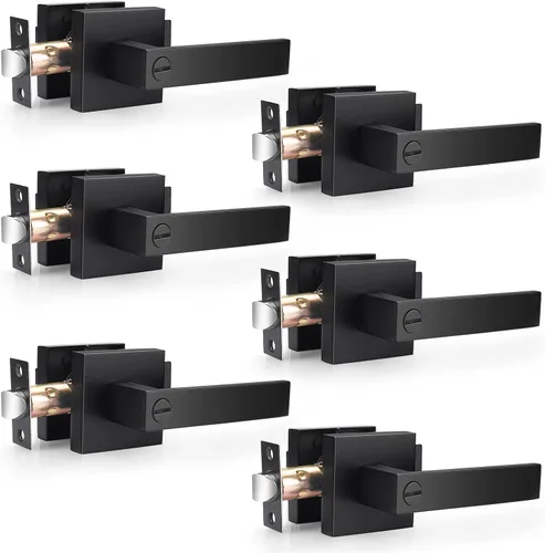 Miniatura 10 de Probrico Manijas de Puerta Negras Planas de Servicio Pesado Palancas Cuadradas de Privacidad para Puertas Interiores Manijas de Puerta para Negro
