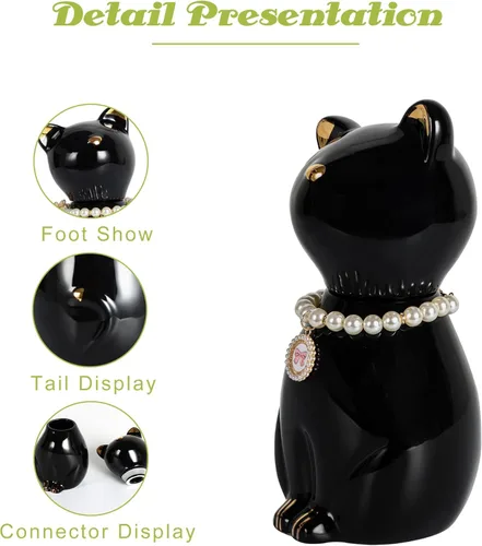 Miniatura 4 de Urnas de gato para cenizas, elegante recuerdo de cremación de mascotas, urnas funerarias, urna negra para mascotas, caja conmemorativa con collar